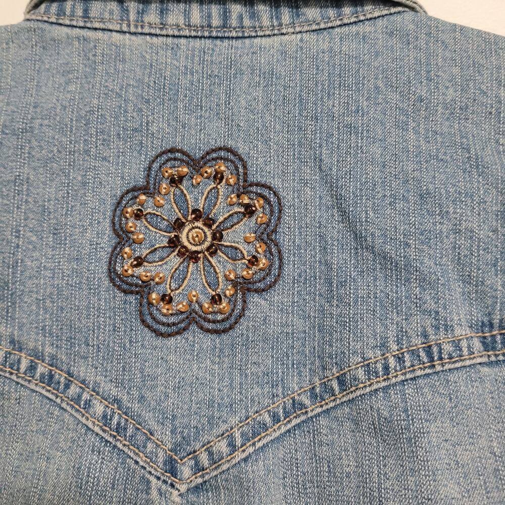 NWT Madison & Max Tropical Bloom Jean Jacket Button Up Pockets Size Petite Med - Picture 6 of 9